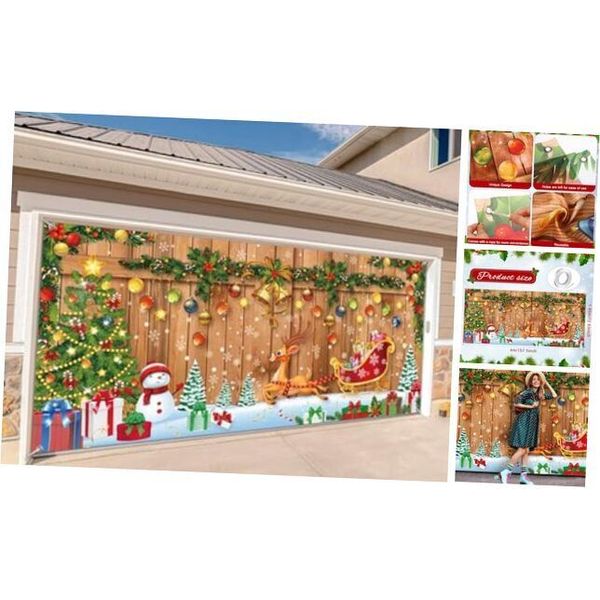 Christmas Garage Door Decorations 6 x 13 ft Christmas Brown Reindeer Style