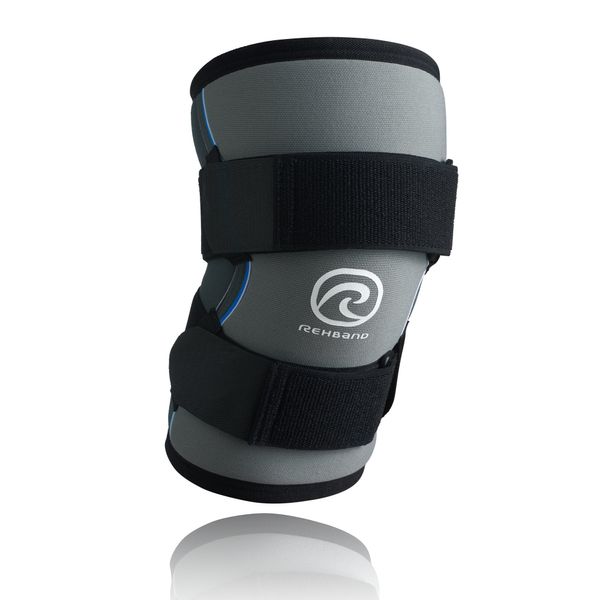 Rehband Power Line Knee Support 7790 7mm - Small - Black/Gray - Knee Compression Sleeve - Adjustable ACL Knee Brace for Running, Power Sports & Powerlifting - Provides Stability & Comfort - 1 Sleeve