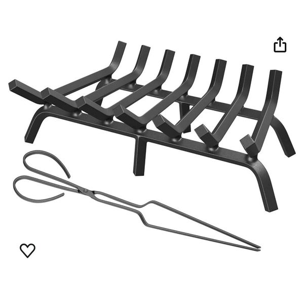 MESTYL Fireplace Grate 30 Inch Heavy Duty Wrought Iron Fireplace Log Grate, 3...