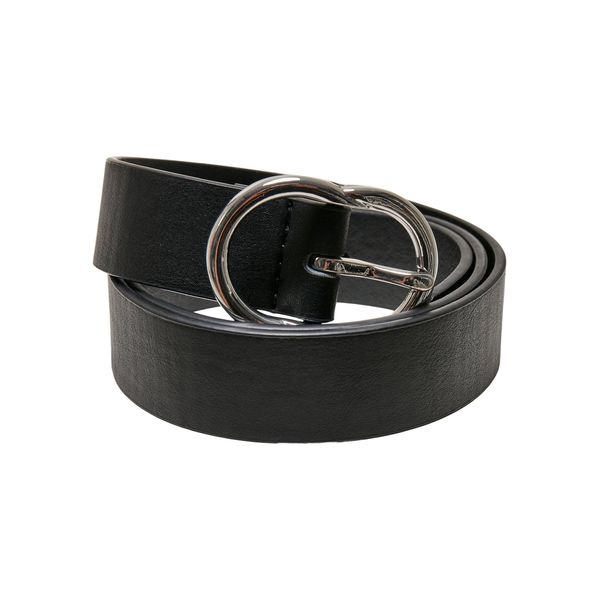 Urban Classics Small Ring Buckle Belt, Black/Silver, S