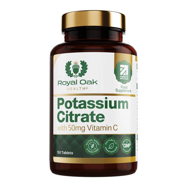 Royal Oak Health - Potassium Citrate with 50 mg Vitamin C - Potassium Supplements (180 Tablets)