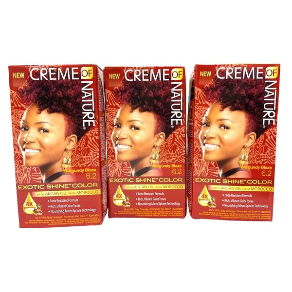 3 Pack Creme of Nature Exotic Shine Color Red Burgundy Blaze 6.2 New Sealed