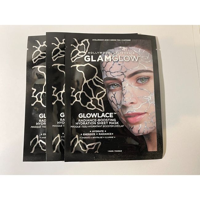 3 X GLAMGLOW Glowlace Radiance Boosting Hydration Sheet Mask - Set Of 3 Masks