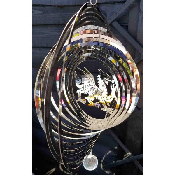 SK Stainless Steel Wind Spinner - 3D Mobile - Welsh Dragon Spinner