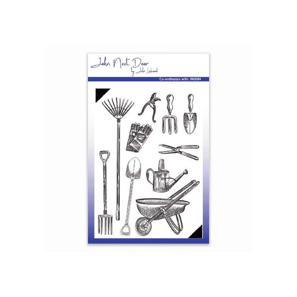 John Next Door Clear Stamp - Garden Tools