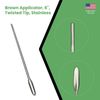 Set of 3 Brown Applicators, 6", Twisted Tip, Stainless