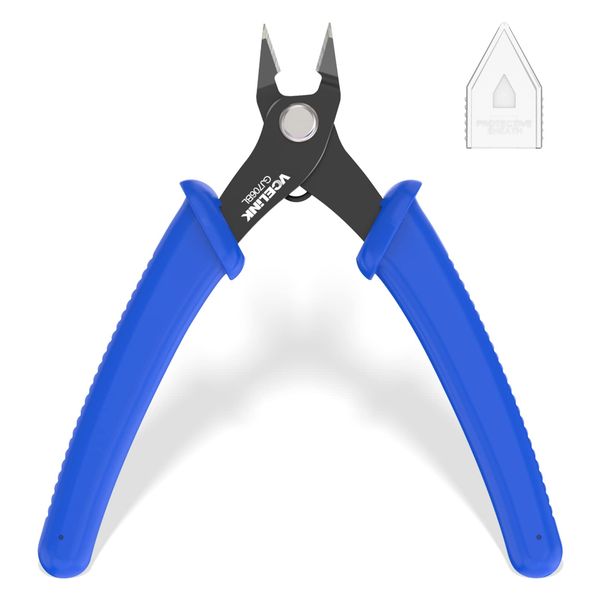 VCELINK Side Cutters Wire Cutters Precision Flush Cutters Small Cable Snips Diagonal Pliers Ideal for Electronic Industry Repair, Jewelry Processing, DIY Model Making 129mm Blue