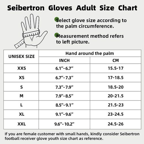Seibertron Pro 3.0 Elite Ultra-Stick Sports American Football Receiver Gloves for Youth and Adult, black
