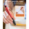 2 Pack Carpenter Pencil Set with Sharpener & Finger Grip, Mechanical Woodworking