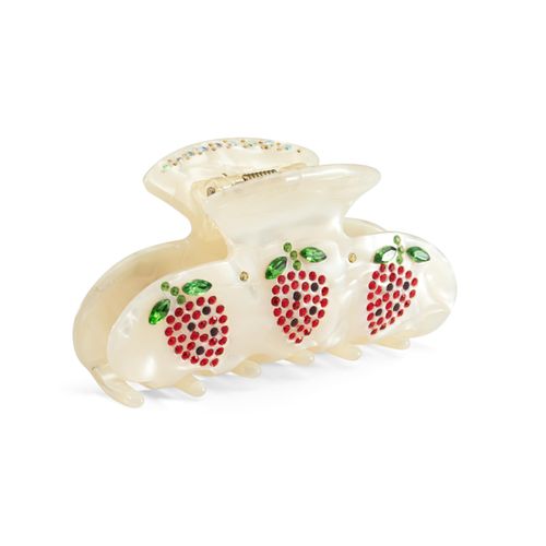 Acrylic Hair Clips Claws For Women With The Rhinestone Pattern In Red strawberry Shape Acetate Hair Clip For Thick Hair clips(strawberry,white)