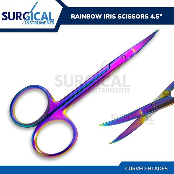 Rainbow Iris Scissors 4.5" Curved Surgical Dental Instruments German Grade