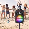 1100W Portable Wireless Bluetooth Speaker 8"Woofer W/Tripod Stand Mic Remote LED