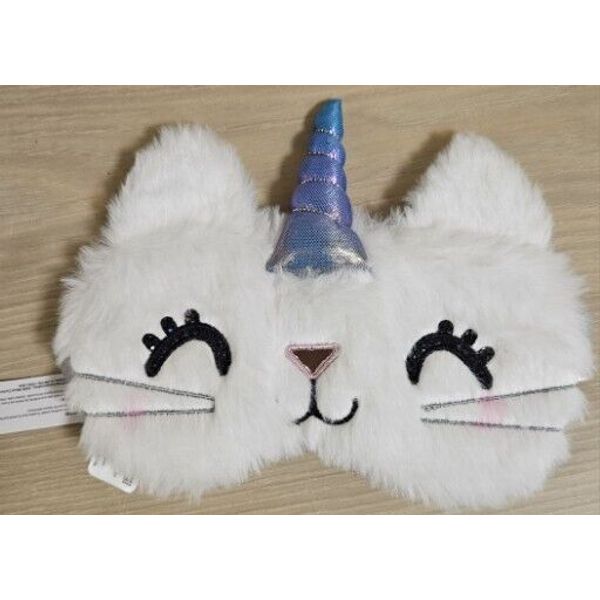 CATICORN SLEEPING MASK CLAIRE'S FUR GLITTER CAT KITTY UNICORN RAINBOW