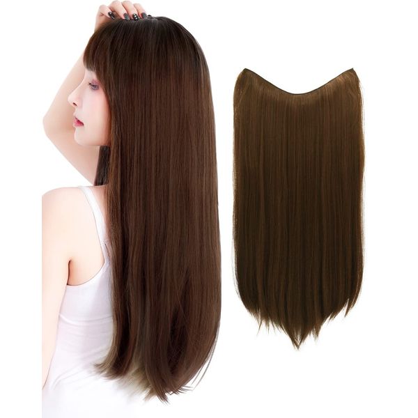 TefuRe BA5061ST60HB Hair Extensions, With Pins, Easy Installation, One-Touch Hair Extensions, Point Wig, Long, Straight/60, Honey Brown (HB)