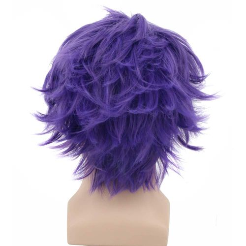yuehong Short Purple Wig Men Party Wig For Cosplay Costume Halloween Hair Wigs