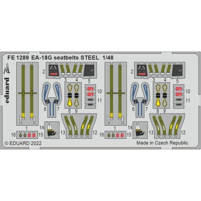 Eduard 1/48 Zoom Series Boeing EA-18G Growler Seat Belt (for Mon Models) Plastic Model Parts EDUFE1289