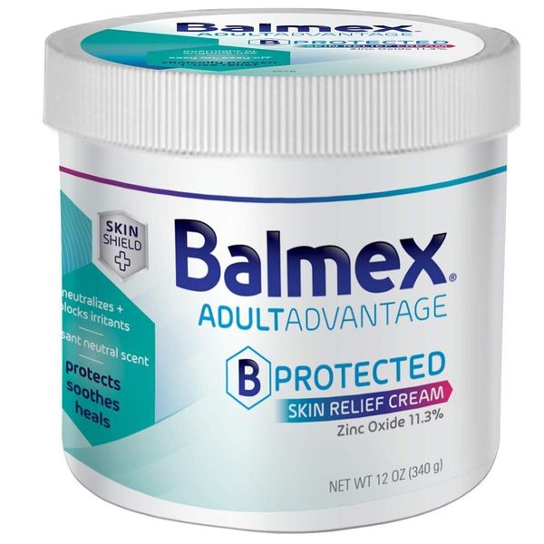 Balmex Adult Care Rash Cream Zinc Oxide 11.3% Soothe Protect Skin Gentle 12 oz