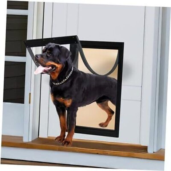 Large Dog Door for Doors, Extreme Weather Energy Efficient Pet X-Large Black