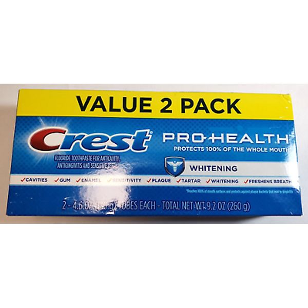 1-Crest Pro-Health 100% Protection Whitening Toothpaste 2-4.6oz (Value 2 Pack)