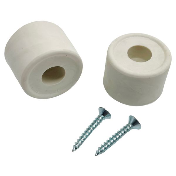 Rubber Door Stops/Wall Protectors with Screws (Large (33mm) White)