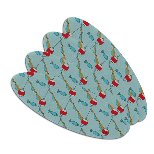 The Mesmerizing Fishing Bobber Pattern Double-Sided Oval Nail File Emery Board Set 4 Pack