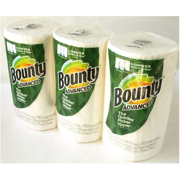 Bounty 2-Ply Bounty Paper Towels, 123 Sheets x 3 Rolls (Patterned)