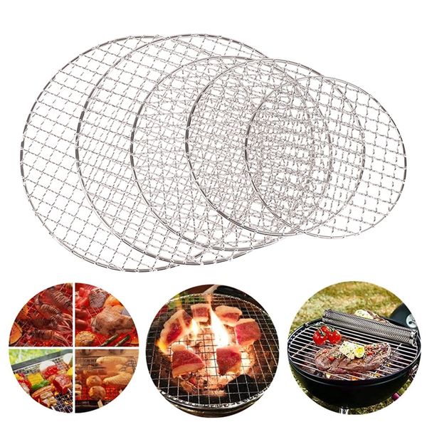 WMLBK Barbecue Rack, Round BBQ Grill, Multi-Purpose Barbecue Rack Tray, Stainless Steel Mesh Wire Net Rack, Steaming Cooling Rack For Outdoor Camping Picnic Baking (20cm)