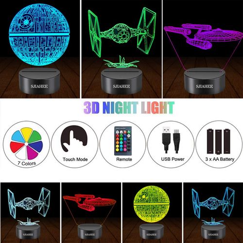 3D Star Wars Lamp -3 Patterns Night Light with Timing Remote Control and 16 Color Changing Decor lamp, Star Wars Toys Birthday and Christmas Gifts for Boys Men Kids Fans