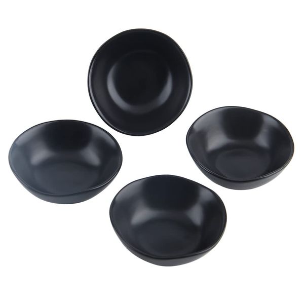 XinHuiGY Matte Ceramic Dipping Sauce Dishes,Black Sushi Soy Sauce Dipping Bowls Appetizer Plates with Irregular Edge Side Dish for Kitchen Home Housewarming