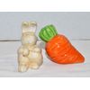 New Sleeping Bunny Rabbit With Orange Carrot Ceramic Salt & Pepper Shaker Set