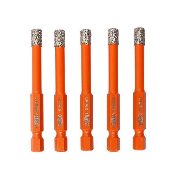 BGTEC Dry Diamond Drill Bits 5pcs 1/4" with Quick Change Hex Shank for Granite Marble Porcelain Tile Ceramic