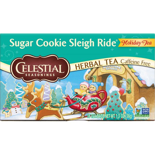 Celestial Seasonings Herbal Tea, Sugar Cookie Sleigh Ride, 18 Count (Pack of 6)