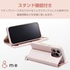 Elecom PM-A23CPLFJM2PN iPhone 15 Pro Case & me Notebook Type Compact Mirror with Finger Strap Card Pockets x 2 Pink
