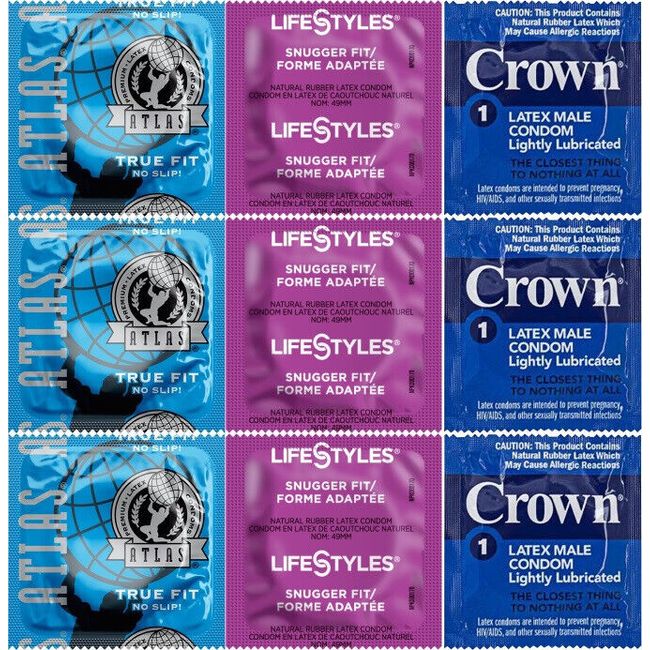 3 Small Snugger Tight Fit Lubricated Bulk Condoms Sampler Pack