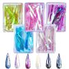 CHANGAR 5 Colors Gradient Aurora Glass Paper Nail Sticker, Reflective Mirror Design Broken Glass Stripe Line Paper Nail Decals 3D Broken Glass Pieces Mirror Foils DIY Nail Art Decoration (5 Boxes)