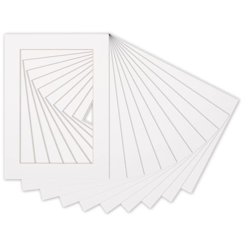 Pack of 10 | 9x12 Bevel Cut Mat Boards for 7x10 Photos - Acid Free White Precut Matboards for Pictures, Photos, Framing - 4-ply Thickness