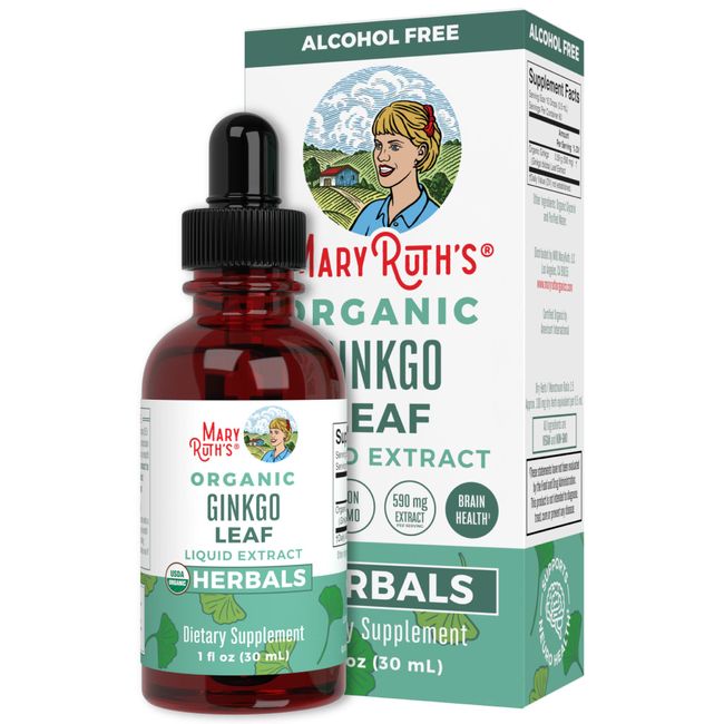 MaryRuth's | Ginkgo Leaf Liquid Drops | Herbal Supplement | Nootropic, Neuroprotective, Circulatory System & Nervous System Health | USDA Organic, Non-GMO, Vegan | 60 Servings