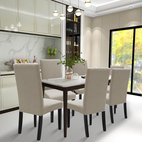 XINEAGE 4 Packs 2024 Newest Pattern Dining Chair Slipcover Parsons Chair Furniture Protector Stretch Chair Covers for Dining Room, Restaurant, Kitchen, Party (Khaki)