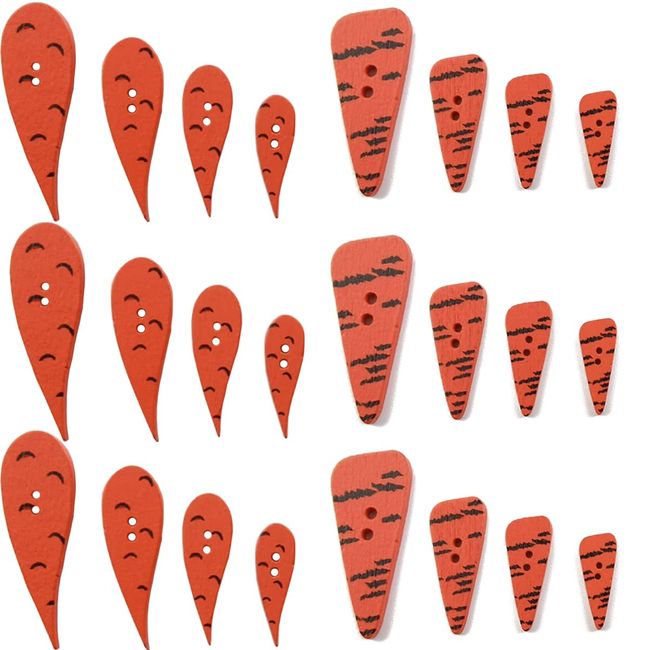 GXXMEI 200PCS Christmas Carrot Nose Buttons Christmas Wooden Buttons DIY Ornament Christmas Snowman DIY Decoration Craft, 4 Sizes, 2 Styles