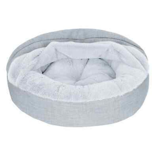 FurHaven Pet Products Plush & Performance Linen Hooded Donut Dog & Cat Bed, Mis