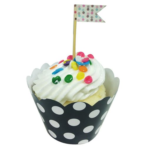 Wrapables Standard Size Polka Dots Cupcake Wrappers (Set of 20), Black
