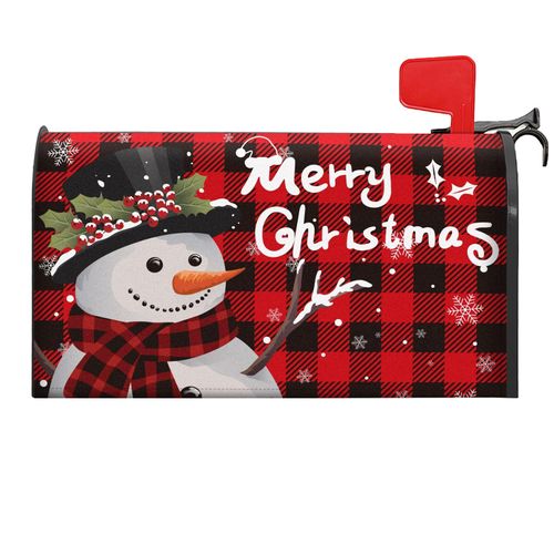 MOUNTCLIM Merry Christmas Mailbox Cover Magnetic Standard 21" x 18", Snowman Winter Mailbox Wrap Post Letter Box Decor for Home Outdoor Garden Holiday