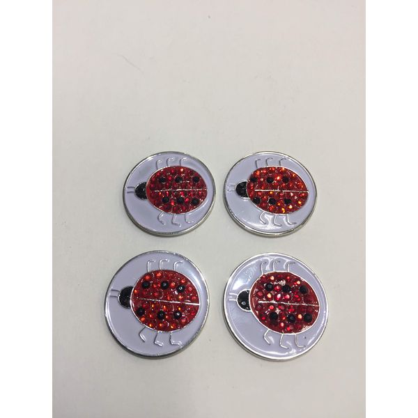 EverGolf Crystal Golf Ball Markers, Pack of 4, Lady Bug
