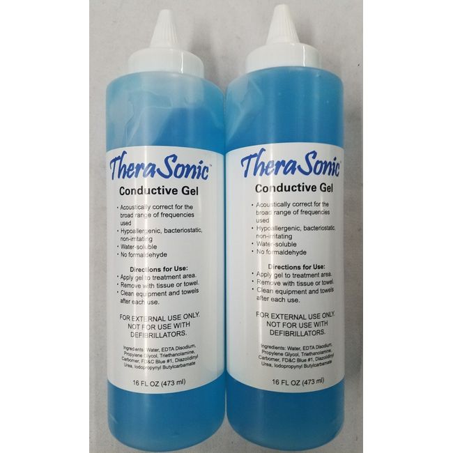 TheraSonic Conductive Gel -16 oz Ultrasound Gel Aquasonic Replacement-2-PK=32oz