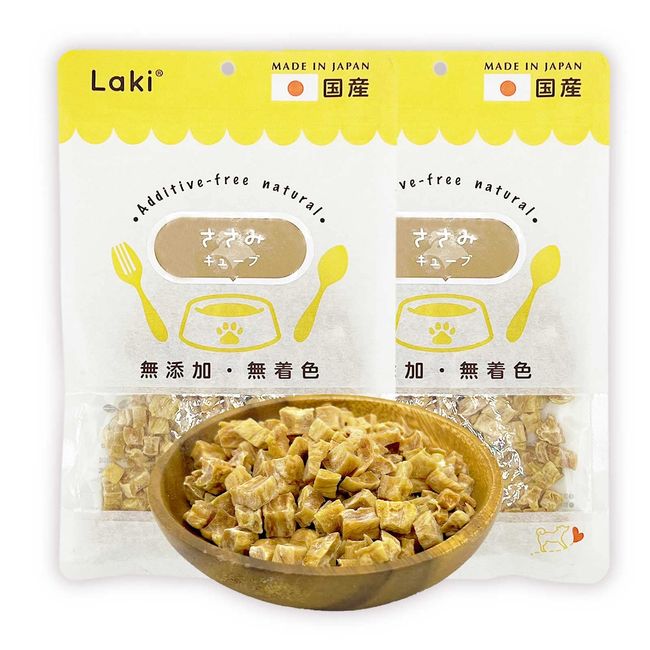 Laki Raki Scissors Cube, Dog Treat, Additive-free, Color-free, Made in Japan, Pet Diet, Low Calorie, Chicken, Small 1.2 oz (35 g) x 2 Bags