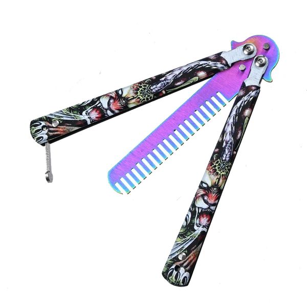 Stainless Steel Metal Hair & Beard Comb, Multifunctional Folding EDC Pocket Comb Hair Styling Tools