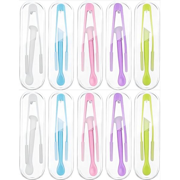 DELUXEFOX Contact Lens Tweezers [Set of 10 in 5 Colors] Care Stick, Soft Material, Travel, Portable, Convenient, Contact Lenses, Easy to Carry Contact Lens Equipment, Contact Lens Remover, Emergency