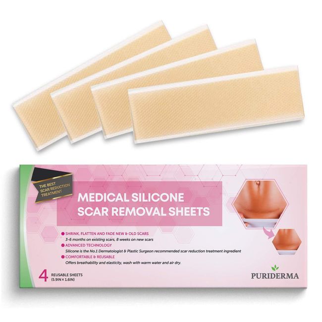 Puriderma Medical Silicone Scar Removal Extra Large Sheets [5.9''x1.57'']