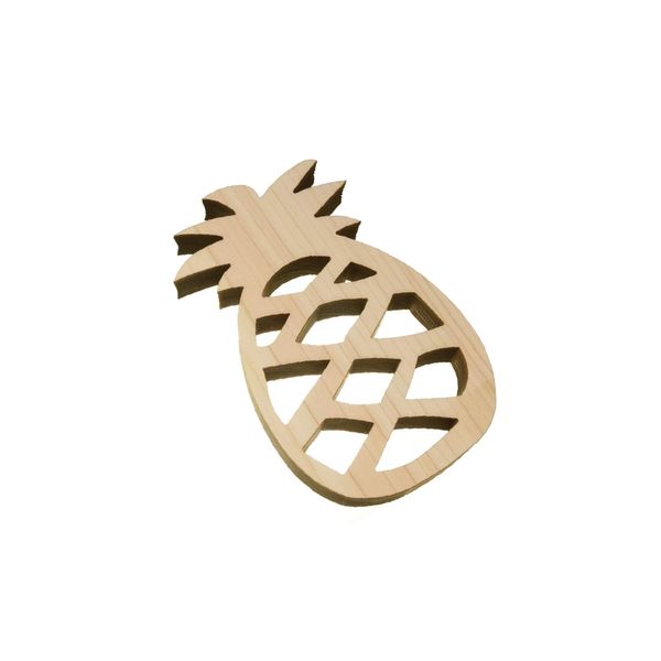 AndLaki Stylish Wood Trivet Pineapple Japanese Natural Cypress Made in Japan (Natural, Small)