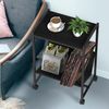 2 Tier End Table Record Player Stand w/Wheel Turntable Stand Vinyl Records Shelf